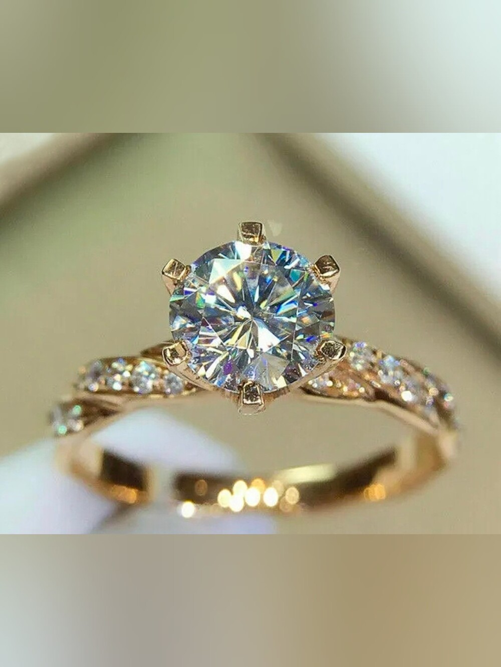 $8 Each Or Bundle 5/$20 Gold Toned Solitaire Ring with Clear Center Stone